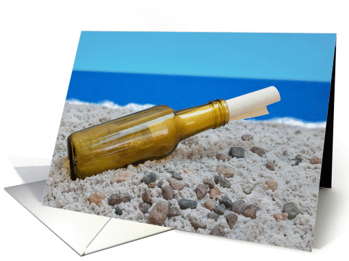 The Message in a Bottle on the Beach Photo Blank Note card (1100026)