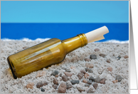 The Message in a Bottle on the Beach Photo Blank Note Card