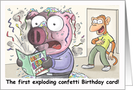 Piggy Nation - The first exploding confetti Birthday Card! card