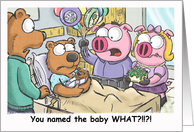 Piggy Nation - Baby Name! card