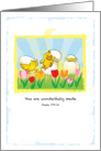 Baby congratulations with ducklings and bible quote card
