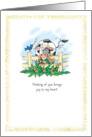 Friendship with Cow and Bird Thinking of You for Friend card
