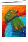 Green Peppers on a Plate painting card