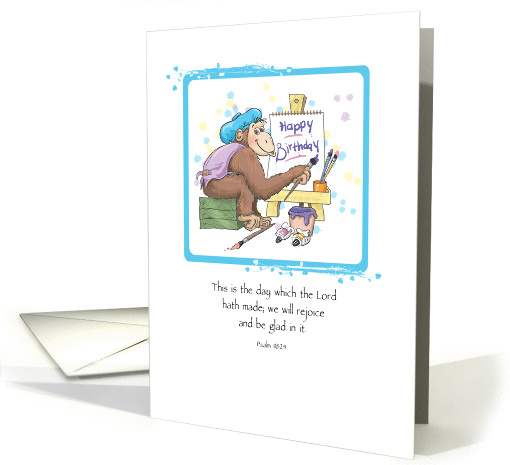 Birthday card with monkey and bible quote card (1100218)
