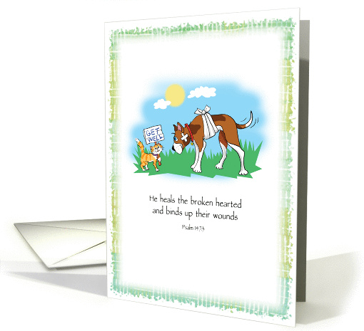 Get Well card with cat and dog card (1100234)