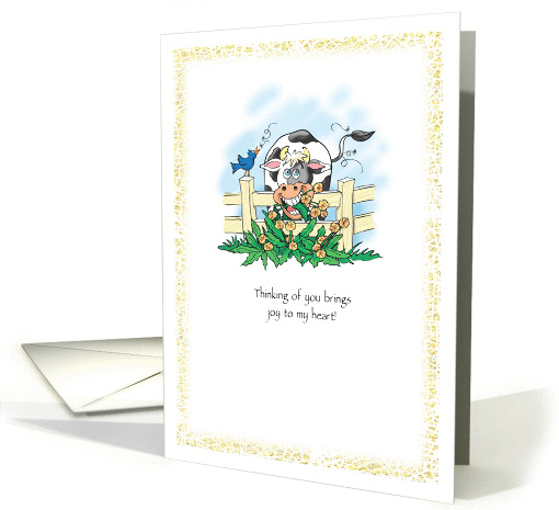 Friendship with Cow and Bird Thinking of You for Friend card (1120272)