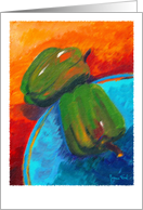 Green Peppers on a Plate painting card