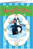 Merry Christmas, happy penguins card