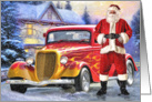 Hot Rod Christmas - Santa Claus And The Flaming Hot Rod card
