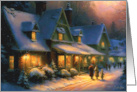 Glowing Christmas Village Christmas Card