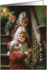 Peeking At Santa Magic with Children Christmas Card