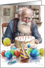 Yet Another Birthday Old Man Cake And Balloons card
