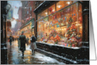 Joyful Holiday Shopping Scenes of Christmas card