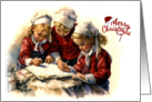 Three Girls Letter To Santa At Christmas card