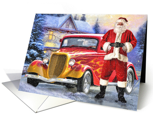Hot Rod Christmas - Santa Claus And The Flaming Hot Rod card (1102696)