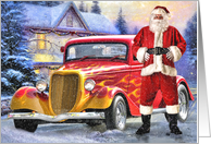 Hot Rod Christmas - Santa Claus And The Flaming Hot Rod card