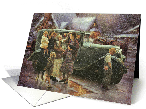 Hot Rod Christmas - Vintage Family Visit At Christmas card (1102720)