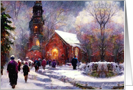 Walking To Church Christmas Card