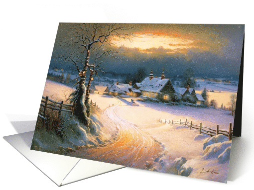 Glowing Pathway Snowy Village Christmas card (1762218)