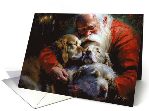Three's A Charm Spaniels Dogs with Santa Christmas card (1762322)
