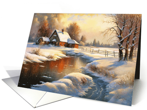 Red Barn In The Snow Christmas card (1762358)