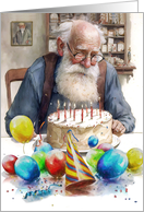Yet Another Birthday Old Man Cake And Balloons card
