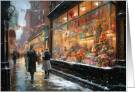 Joyful Holiday Shopping Scenes of Christmas card