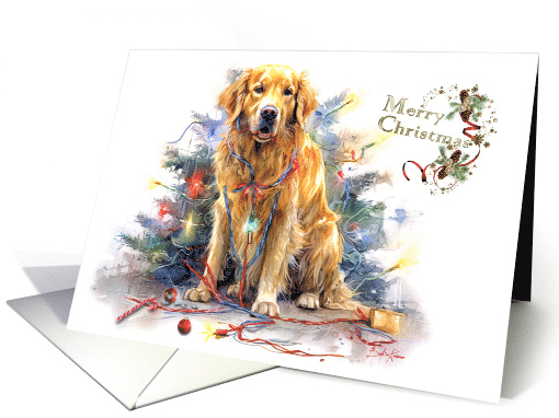 Golden Retriever Christmas Wishes in Tangled Delight card (1776854)