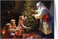 Santa’s Enchanted Christmas Tree Trim With Children card