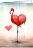 Love in Full Feather Valentine Flamingo card