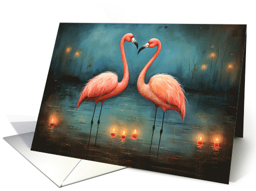 Eternal Flames of Love Valentine Flamingos card (1813382)