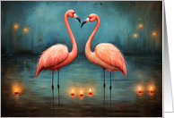 Eternal Flames of Love Valentine Flamingos card