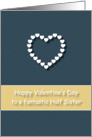 Fantastic Half Sister Blue Tan Heart Valentine’s Day card