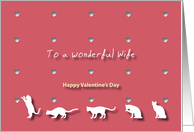 Cats Hearts Wonderful Wife Valentine’s Day card