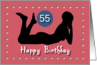 55th Sexy Girl Birthday Silhouette Black Blue Red Hearts card