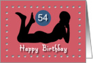 54th Sexy Girl Birthday Silhouette Black Blue Red Hearts card
