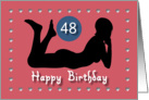 48th Sexy Girl Birthday Silhouette Black Blue Red Hearts card