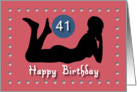 41st Sexy Girl Birthday Silhouette Black Blue Red Hearts card