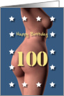 100th Sexy Girl Birthday Blue and White Stars card