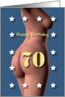 70th Sexy Girl Birthday Blue and White Stars card