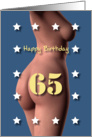 65th Sexy Girl Birthday Blue and White Stars card