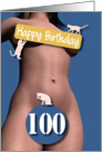 100th Sexy Girl Birthday Blue and Pink Cats card