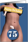 75th Sexy Girl Birthday Blue and Pink Cats card