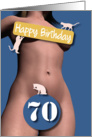 70th Sexy Girl Birthday Blue and Pink Cats card