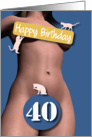 40th Sexy Girl Birthday Blue and Pink Cats card