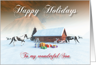 Painted Horse and Motorcycles Holidays Snowscene for Son card