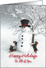 Happy Holidays to All of You, Fantasy Snowman with Beagle Dogs card