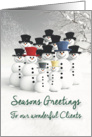 Clients Seasons Greetings from all of us Fantasy Team of Snowmen card