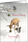 Son Fantasy Fawn Birds Squirrel Christmas balls card