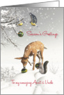 Aunt and Uncle Fantasy Fawn Birds Squirrel Christmas balls card